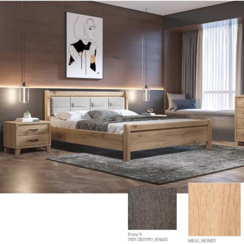 Νο 16 Δ Κρεβάτι (Για Στρώμα 150×200) Με Επιλογές Χρωμάτων Γκρί Σκούρο Khaki-Dark Grey Enjoy 9,Μελί-Meli