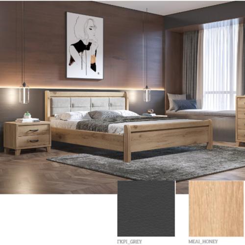 Νο 16 Δ Κρεβάτι (Για Στρώμα 150×200) Με Επιλογές Χρωμάτων Γκρί Τεχνόδερμα,Μελί-Meli