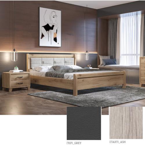 Νο 16 Δ Κρεβάτι (Για Στρώμα 150×200) Με Επιλογές Χρωμάτων Γκρί Τεχνόδερμα,Σταχτί-Staxti