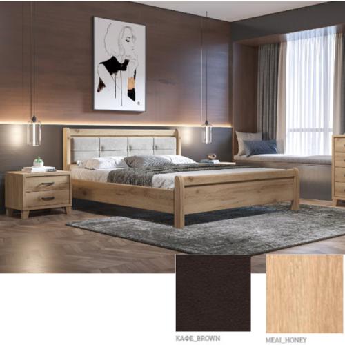 Νο 16 Δ Κρεβάτι (Για Στρώμα 150×200) Με Επιλογές Χρωμάτων Καφέ Τεχνόδερμα,Μελί-Meli
