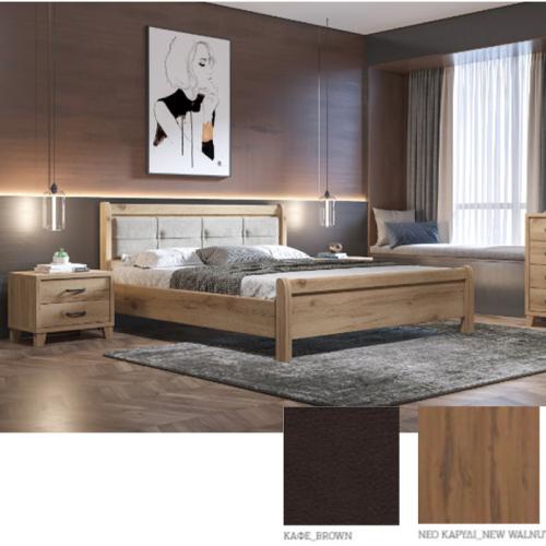 Νο 16 Δ Κρεβάτι (Για Στρώμα 150×200) Με Επιλογές Χρωμάτων Καφέ Τεχνόδερμα,Νέο Καρυδί-New Walnut