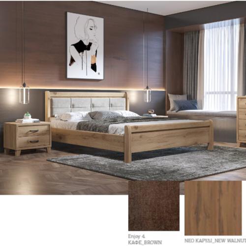 Νο 16 Δ Κρεβάτι (Για Στρώμα 150×200) Με Επιλογές Χρωμάτων Καφέ-Brown Enjoy 4,Νέο Καρυδί-New Walnut