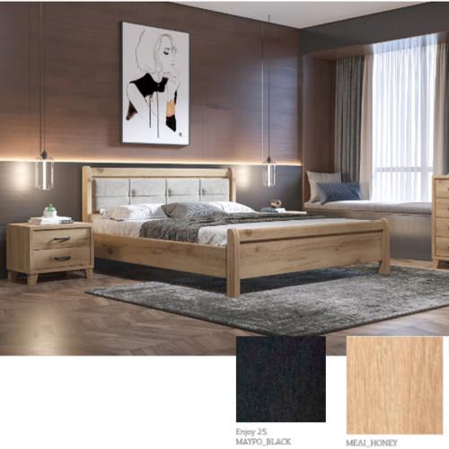 Νο 16 Δ Κρεβάτι (Για Στρώμα 150×200) Με Επιλογές Χρωμάτων Μαύρο-Black Enjoy 25,Μελί-Meli