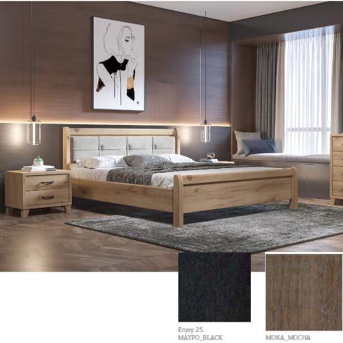 Νο 16 Δ Κρεβάτι (Για Στρώμα 150×200) Με Επιλογές Χρωμάτων Μαύρο-Black Enjoy 25,Μόκα-Moccha