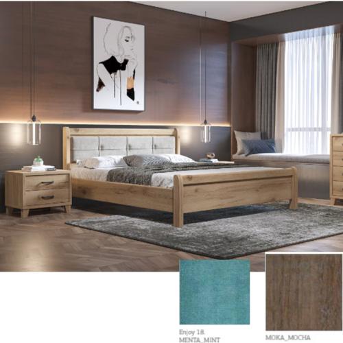 Νο 16 Δ Κρεβάτι (Για Στρώμα 150×200) Με Επιλογές Χρωμάτων Μέντα-Mint Enjoy 18,Μόκα-Moccha