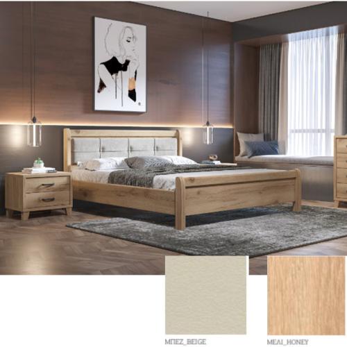 Νο 16 Δ Κρεβάτι (Για Στρώμα 150×200) Με Επιλογές Χρωμάτων Μπέζ Τεχνόδερμα,Μελί-Meli