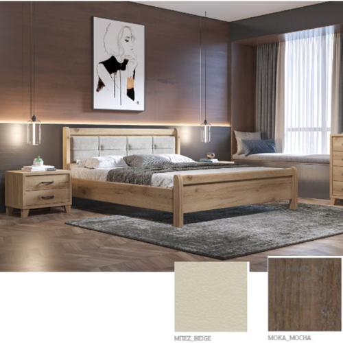 Νο 16 Δ Κρεβάτι (Για Στρώμα 150×200) Με Επιλογές Χρωμάτων Μπέζ Τεχνόδερμα,Μόκα-Moccha