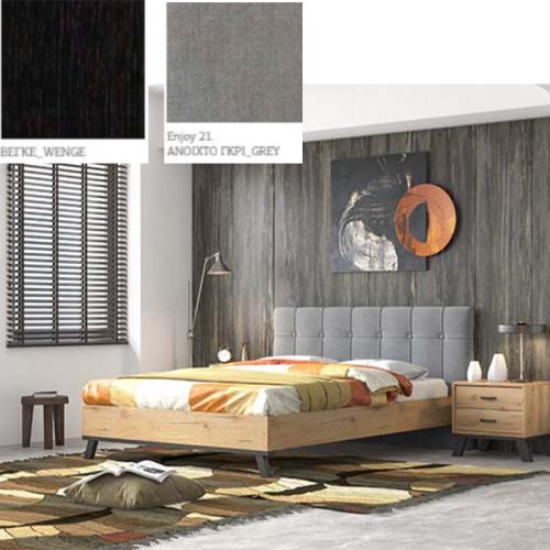 Νο 75 Κρεβάτι (Για Στρώμα 160×190) Με Επιλογές Χρωμάτων Ανοιχτό Γκρί-Grey Enjoy 21,Βέγγε-Wenge