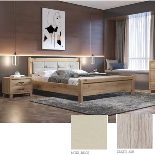 Νο 16 Δ Κρεβάτι (Για Στρώμα 160×200) Με Επιλογές Χρωμάτων Μπέζ Τεχνόδερμα,Σταχτί-Staxti