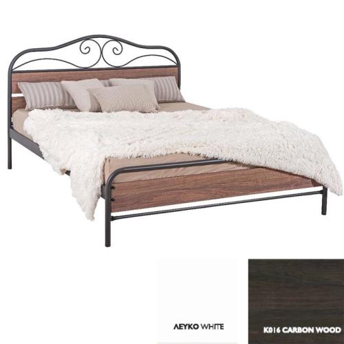 Μιρέλλα Κρεβάτι Μεταλλικό Με Επένδυση Μοριοσανίδας (Για Στρώμα 150×200) Με Επιλογές Χρωμάτων Carbon Wood,Λευκό