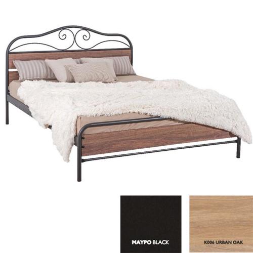 Μιρέλλα Κρεβάτι Μεταλλικό Με Επένδυση Μοριοσανίδας (Για Στρώμα 160×200) Με Επιλογές Χρωμάτων Urban Oak,Μαύρο
