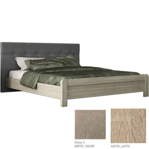 Νο 55 Κρεβάτι (Για Στρώμα 160×200) Με Επιλογές Χρωμάτων Εκρού-Taupe Enjoy 3,Λάττε-Latte