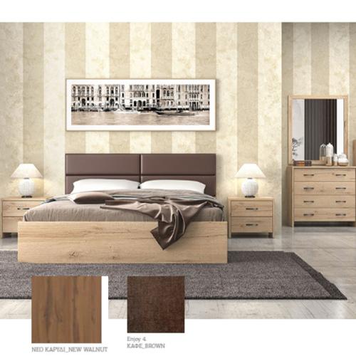Νο 6 Κρεβάτι (Για Στρώμα 160×190) Με Επιλογές Χρωμάτων Καφέ-Brown Enjoy 4,Νέο Καρυδί-New Walnut