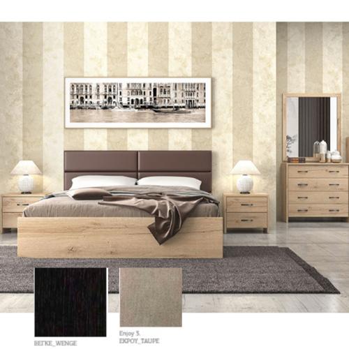 Νο 6 Κρεβάτι (Για Στρώμα 160×200) Με Επιλογές Χρωμάτων Εκρού-Taupe Enjoy 3,Βέγγε-Wenge