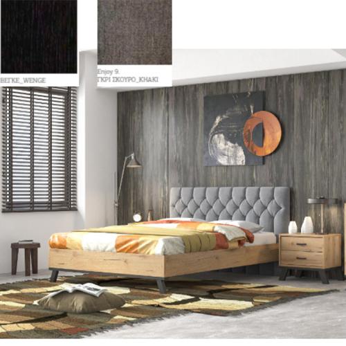 Νο 76 Κρεβάτι (Για Στρώμα 150×200) Με Επιλογές Χρωμάτων Γκρί Σκούρο Khaki-Dark Grey Enjoy 9,Βέγγε-Wenge