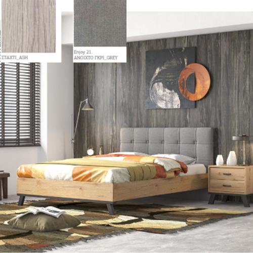 Νο 77 Κρεβάτι (Για Στρώμα 150×190) Με Επιλογές Χρωμάτων Ανοιχτό Γκρί-Grey Enjoy 21,Σταχτί-Staxti