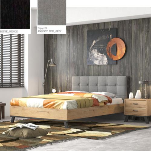 Νο 77 Κρεβάτι (Για Στρώμα 160×190) Με Επιλογές Χρωμάτων Ανοιχτό Γκρί-Grey Enjoy 21,Βέγγε-Wenge