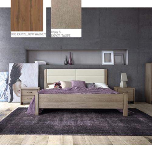 Νο 45 Δ Κρεβάτι (Για Στρώμα 150×200) Με Επιλογές Χρωμάτων Εκρού-Taupe Enjoy 3,Νέο Καρυδί-New Walnut