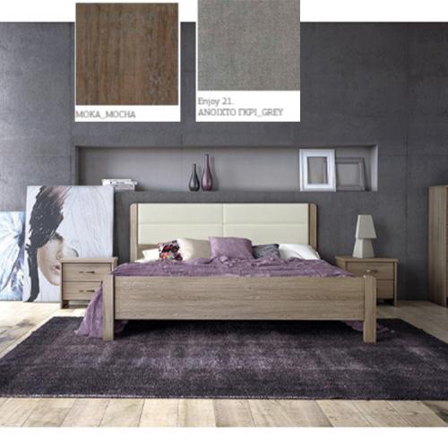 Νο 45 Δ Κρεβάτι (Για Στρώμα 160×190) Με Επιλογές Χρωμάτων Ανοιχτό Γκρί-Grey Enjoy 21,Μόκα-Moccha