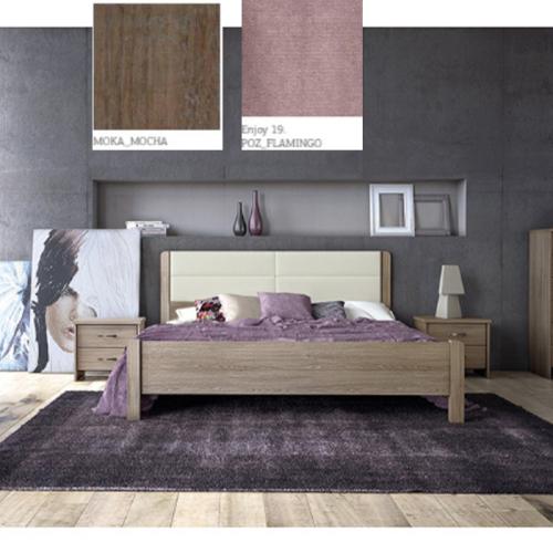 Νο 45 Δ Κρεβάτι (Για Στρώμα 160×200) Με Επιλογές Χρωμάτων Ρόζ Flamingo-Pink Enjoy 19,Μόκα-Moccha