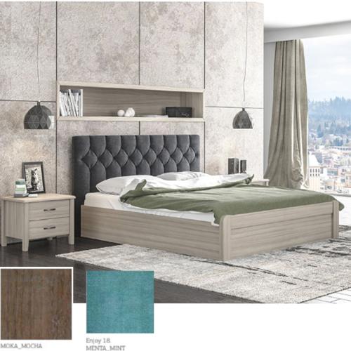 Νο 56 Κρεβάτι (Για Στρώμα 150×200) Με Επιλογές Χρωμάτων Μέντα-Mint Enjoy 18,Μόκα-Moccha