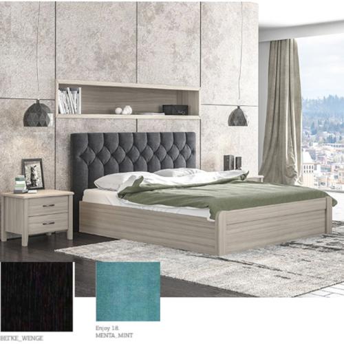 Νο 56 Κρεβάτι (Για Στρώμα 160×190) Με Επιλογές Χρωμάτων Μέντα-Mint Enjoy 18,Βέγγε-Wenge