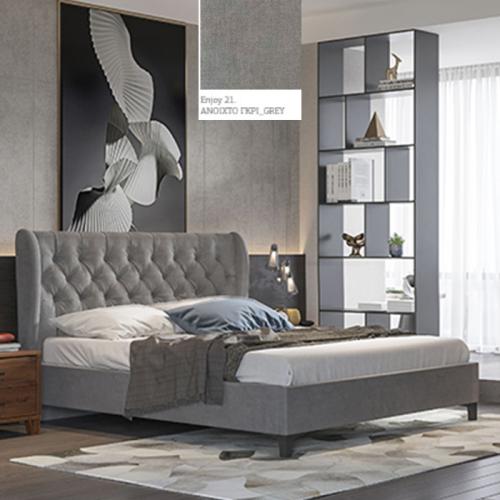 Νο 86 Κρεβάτι (Για Στρώμα 160×190) Με Επιλογές Χρωμάτων Ανοιχτό Γκρί-Grey Enjoy 21