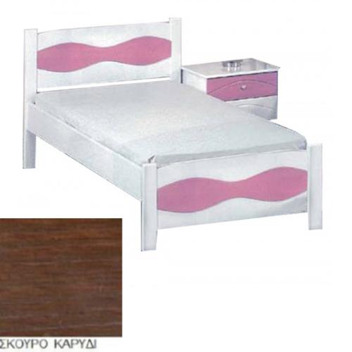 Νο 56 Κρεβάτι Οξυά (Για Στρώμα 110×200) Με Επιλογές Χρωμάτων Σκούρο Καρυδί