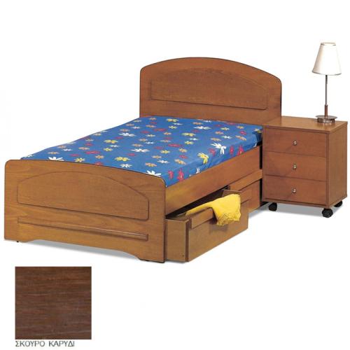 Νο 13 Κρεβάτι MDF Οξυά (Για Στρώμα 90×200) Με Επιλογές Χρωμάτων Σκούρο Καρυδί