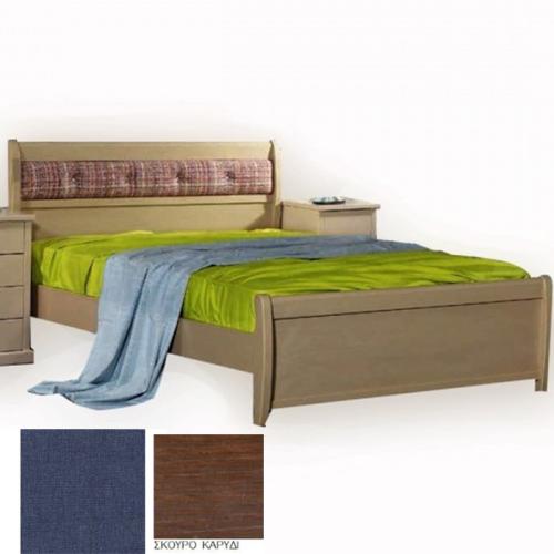 Νο 76Β Κρεβάτι Οξυά (Για Στρώμα 140×200) Με Επιλογές Χρωμάτων 512,Σκούρο Καρυδί