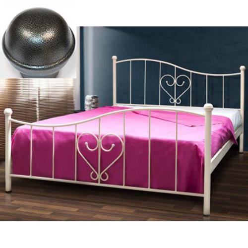 Καρδιά Μεταλλικό Κρεβάτι (Για Στρώμα 110×190) Με Επιλογές Χρωμάτων - Γκρι