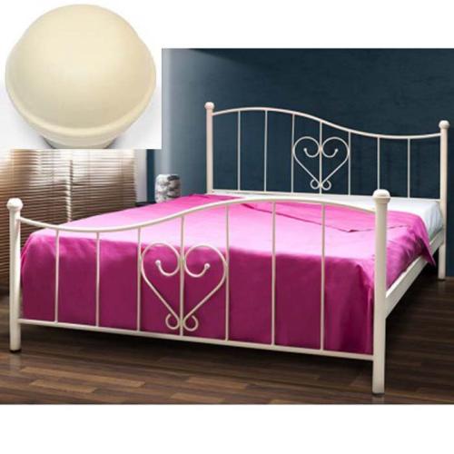 Καρδιά Μεταλλικό Κρεβάτι (Για Στρώμα 130×190) Με Επιλογές Χρωμάτων - Εκρού