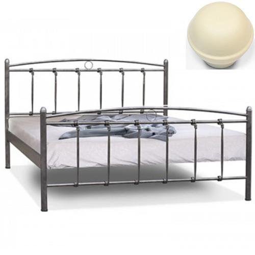 Κόμπος Β Μεταλλικό Κρεβάτι (Για Στρώμα 110×200) Με Επιλογές Χρωμάτων - Εκρού