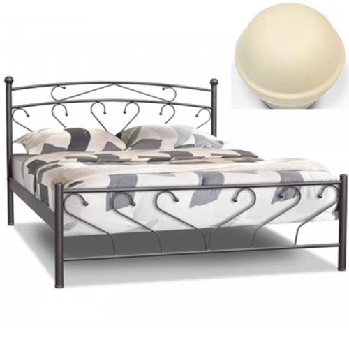 Σύρος Μεταλλικό Κρεβάτι (Για Στρώμα 160×200) Με Επιλογές Χρωμάτων - Εκρού