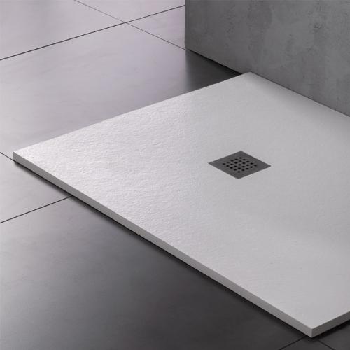 Sirene Slate Ντουζιέρα Ορθογώνια Τεχνητής Πέτρας (180x80 εκ) White Matt
