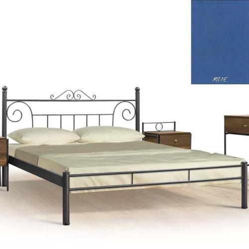 Μεταλλικό Κρεβάτι 8207 (Για Στρώμα 160×190) Με Επιλογές Χρωμάτων - Μπλέ