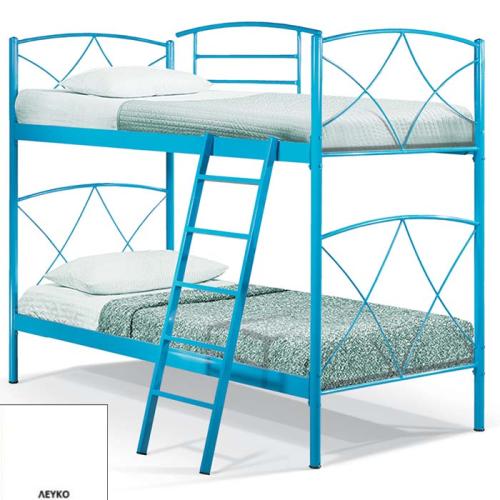 Ανδρος Μεταλλικό Κρεβάτι Κουκέτα 8232 (Για Στρώματα 90x200) Με Επιλογές Χρωμάτων - Λευκό