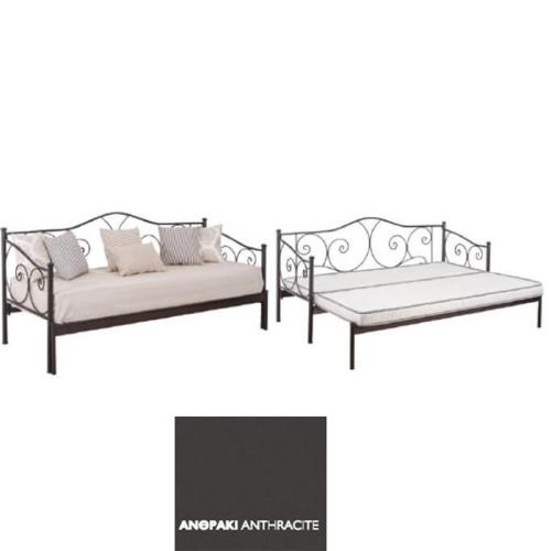 Juliet Μεταλλικός Καναπές Κρεβάτι 3 Θέσιος (Για  Στρώματα 75×200) Με Επιλογές Χρωμάτων Ανθρακί