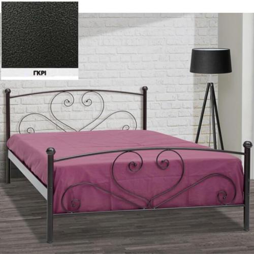 Κάλυμνος Μεταλλικό Κρεβάτι (Για Στρώμα 130×200) Με Επιλογές Χρωμάτων Γκρι