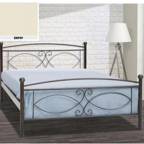 Τζιά Μεταλλικό Κρεβάτι (Για Στρώμα 130×190) Με Επιλογές Χρωμάτων Εκρού