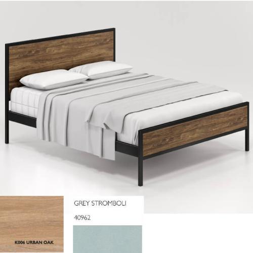 Absolute Κρεβάτι Μεταλλικό Με Επένδυση Μοριοσανίδας (Για Στρώμα 120×200) Με Επιλογές Χρωμάτων Urban Oak,Grey Stromboli 40962
