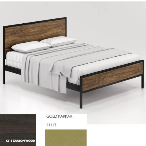 Absolute Κρεβάτι Μεταλλικό Με Επένδυση Μοριοσανίδας (Για Στρώμα 150×200) Με Επιλογές Χρωμάτων Carbon Wood,Gold Karkar 41113