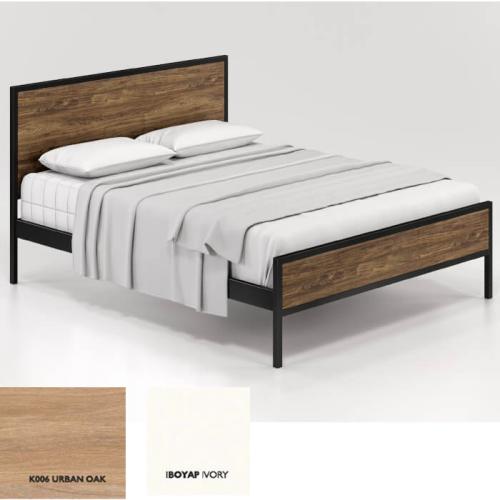 Absolute Κρεβάτι Μεταλλικό Με Επένδυση Μοριοσανίδας (Για Στρώμα 160×200) Με Επιλογές Χρωμάτων Urban Oak,Ιβουάρ