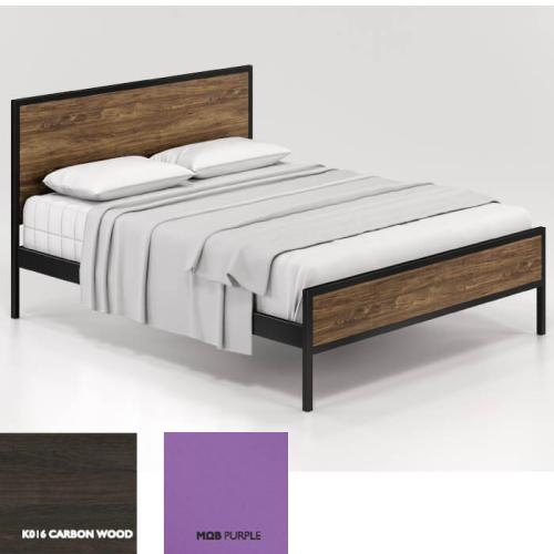 Absolute Κρεβάτι Μεταλλικό Με Επένδυση Μοριοσανίδας(Για Στρώμα 120×190) Με Επιλογές Χρωμάτων Carbon Wood,Μώβ