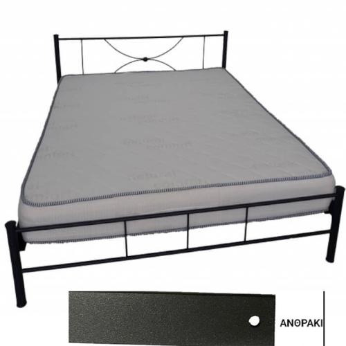 Lindos Μεταλλικό Κρεβάτι (Για Στρώμα 160×200) Με Επιλογές Χρωμάτων Ανθρακί