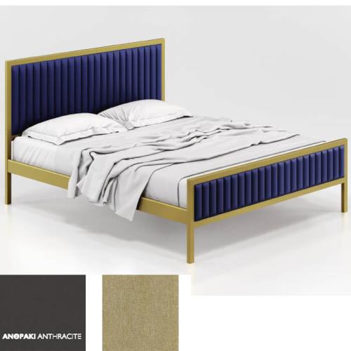 Queen Κρεβάτι (Για Στρώμα 150×200) Με Επιλογές Χρωμάτων 502,Ανθρακί