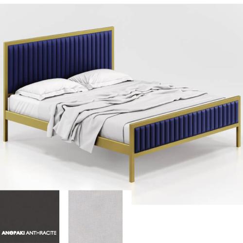Queen Κρεβάτι (Για Στρώμα 150×200) Με Επιλογές Χρωμάτων 526,Ανθρακί