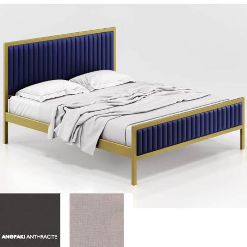 Queen Κρεβάτι (Για Στρώμα 150×200) Με Επιλογές Χρωμάτων 527,Ανθρακί