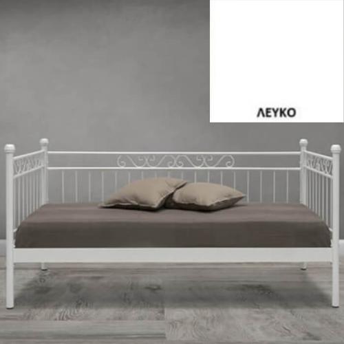 Αλεξία Μεταλλικός Καναπές Κρεβάτι (Για Στρώμα 90x200) Με Επιλογές Χρωμάτων Λευκό