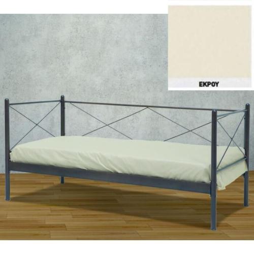 Ερμής Μεταλλικός Καναπές Κρεβάτι (Για Στρώμα 110x190) Με Επιλογές Χρωμάτων Εκρού